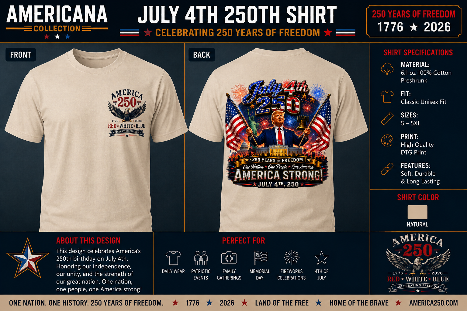 250 Years America Strong - Trump